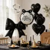 Black balloon set with bow-shaped heart-shaped Feliz Cumpleanos round decoration party decor items details Picture